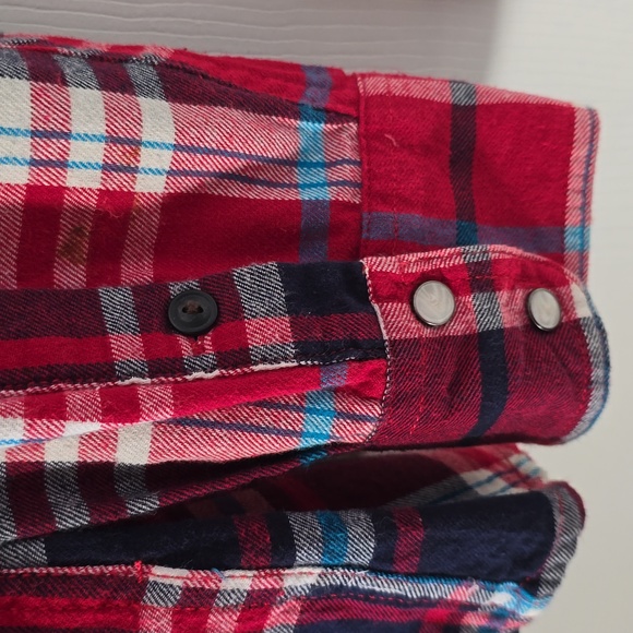 ROEBUCK & CO. MENS RED PLAID FLANNEL FRONT SNAP SHIRT SIZE XL - Picture 6 of 15